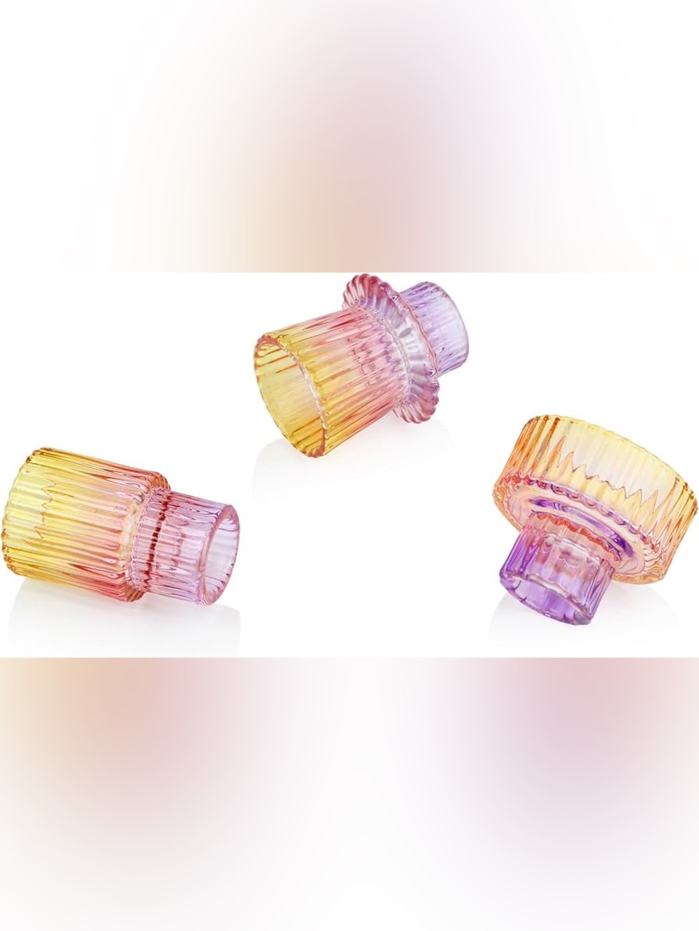 6pc Sunset Glass Candle Holders Set - Picture 3 of 10